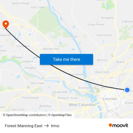 Forest Manning East to Irmo map