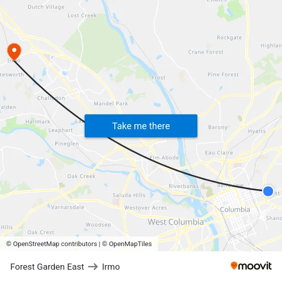 Forest Garden East to Irmo map