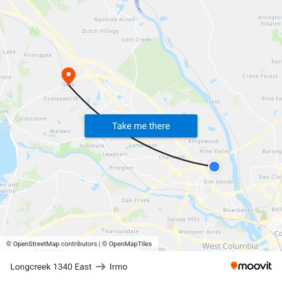 Longcreek 1340 East to Irmo map