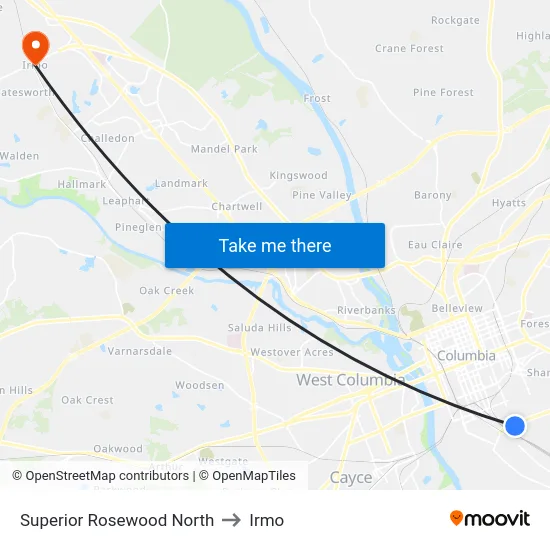 Superior Rosewood North to Irmo map