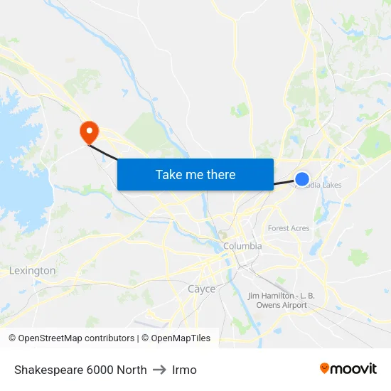 Shakespeare 6000 North to Irmo map