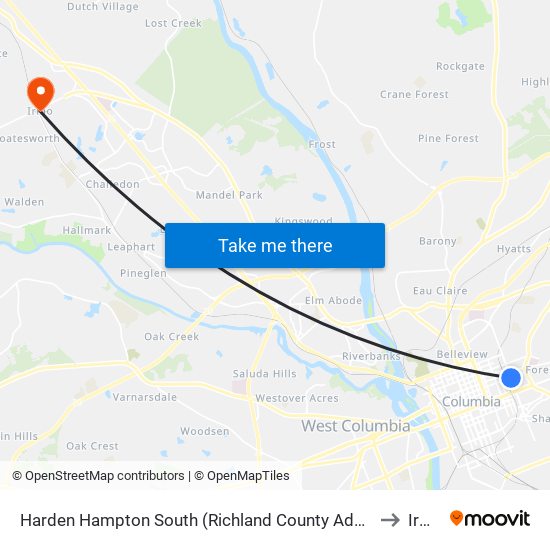 Harden Hampton South (Richland County Admin) to Irmo map