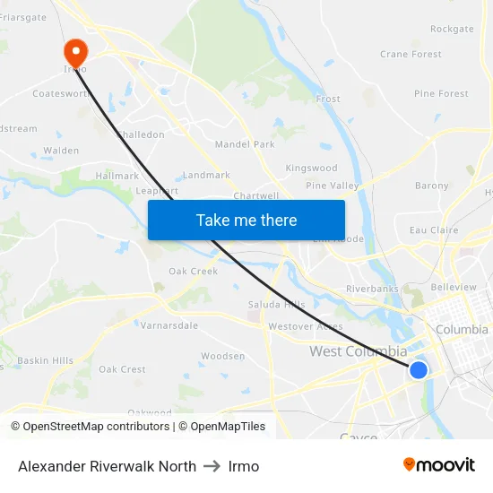 Alexander Riverwalk North to Irmo map