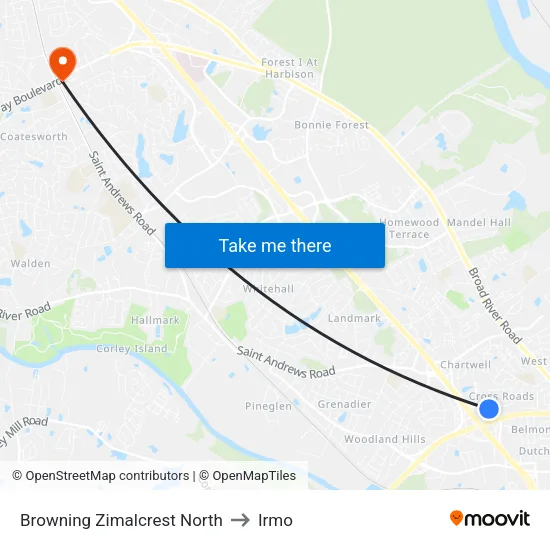Browning Zimalcrest North to Irmo map