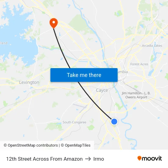 12th Street Across From Amazon to Irmo map
