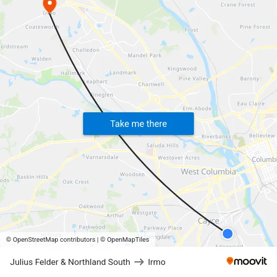 Julius Felder & Northland South to Irmo map