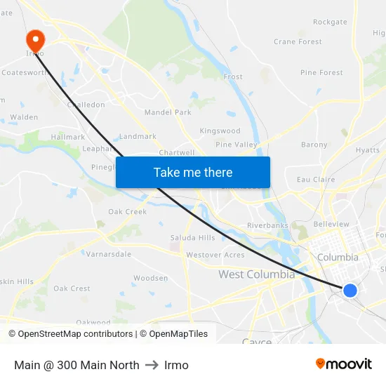 Main @ 300 Main North to Irmo map