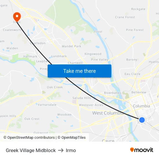 Greek Village Midblock to Irmo map