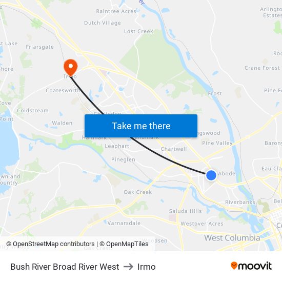 Bush River Broad River West to Irmo map