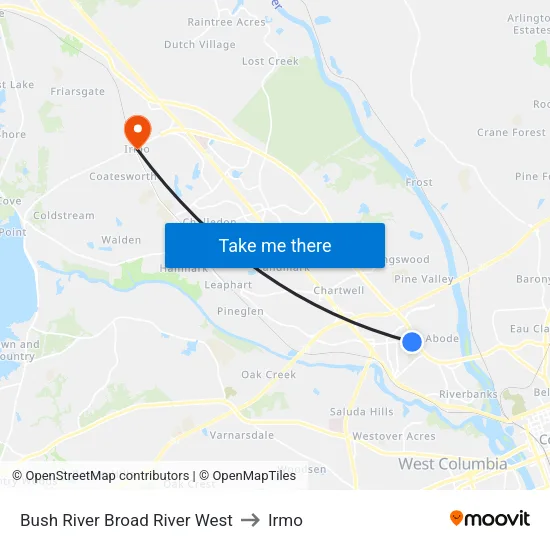 Bush River Broad River West to Irmo map