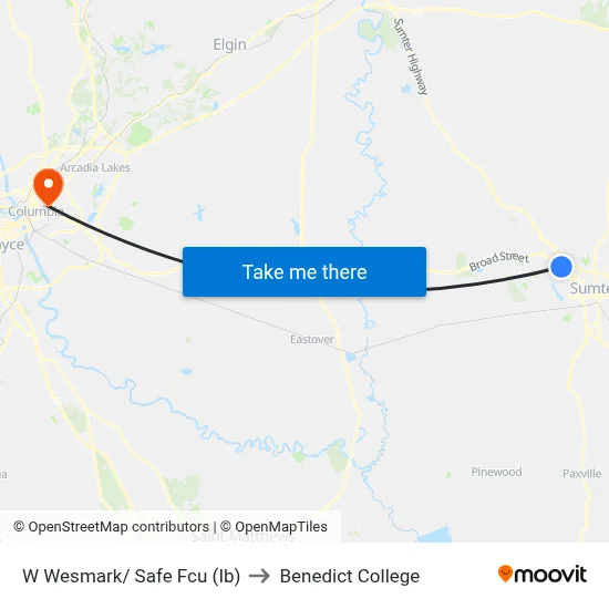 W Wesmark/ Safe Fcu (Ib) to Benedict College map