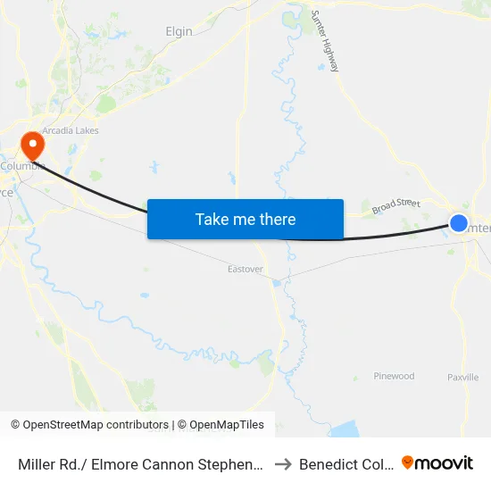 Miller Rd./ Elmore Cannon Stephens Funeral to Benedict College map