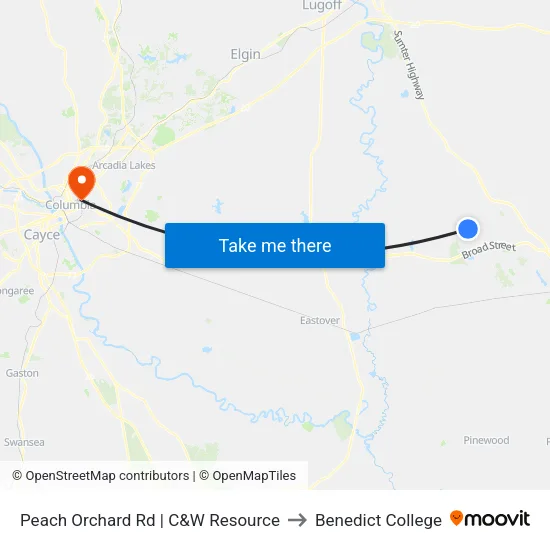 Peach Orchard Rd | C&W Resource to Benedict College map