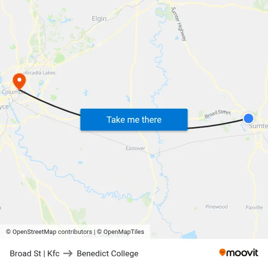 Broad St | Kfc to Benedict College map