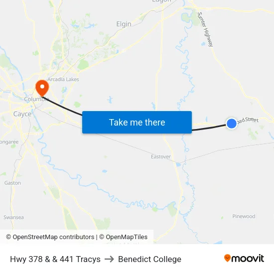 Hwy 378 & & 441 Tracys to Benedict College map