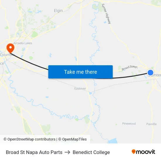 Broad St Napa Auto Parts to Benedict College map