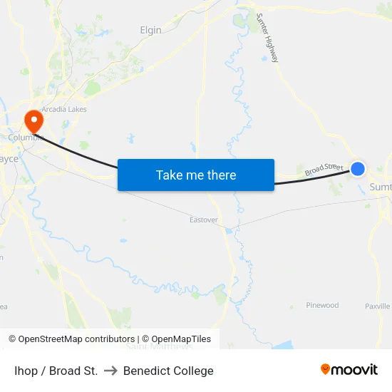 Ihop / Broad St. to Benedict College map