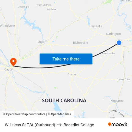 W. Lucas St T/A (Outbound) to Benedict College map