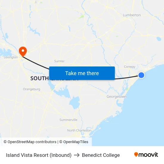 Island Vista Resort (Inbound) to Benedict College map