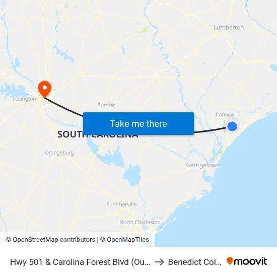 Hwy 501 & Carolina Forest Blvd (Outbound) to Benedict College map