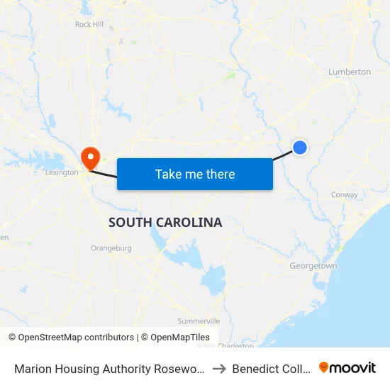 Marion Housing Authority Rosewood Dr. to Benedict College map