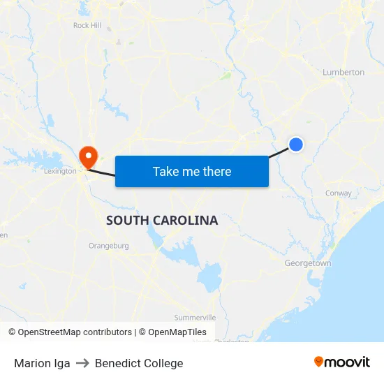 Marion Iga to Benedict College map