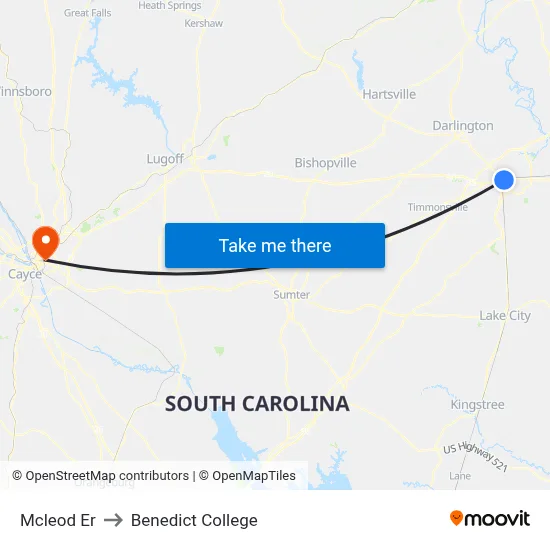 Mcleod Er to Benedict College map