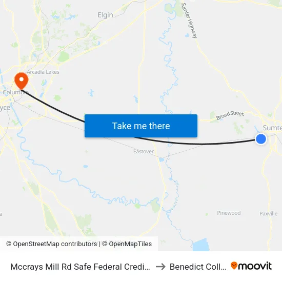 Mccrays Mill Rd Safe Federal Credit Union to Benedict College map