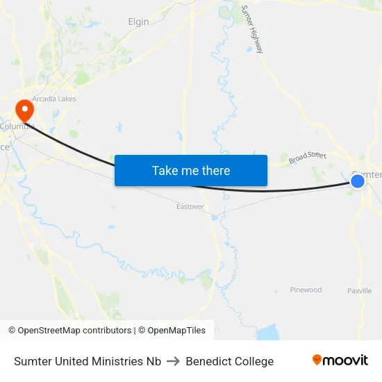 Sumter United Ministries Nb to Benedict College map