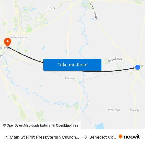 N Main St First Presbyterian Church Preschool to Benedict College map