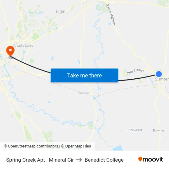 Spring Creek Apt | Mineral Cir to Benedict College map