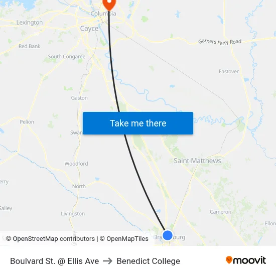 Boulvard St. @ Ellis Ave to Benedict College map