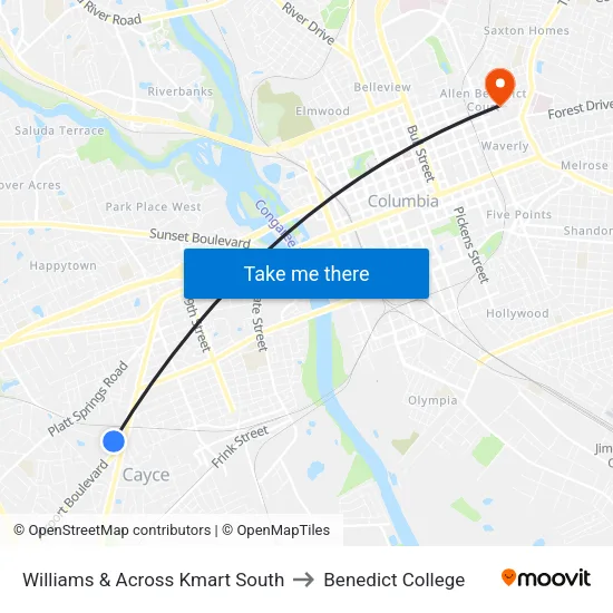 Williams & Across Kmart South to Benedict College map