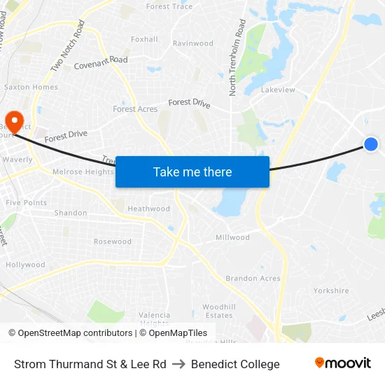 Strom Thurmand St & Lee Rd to Benedict College map