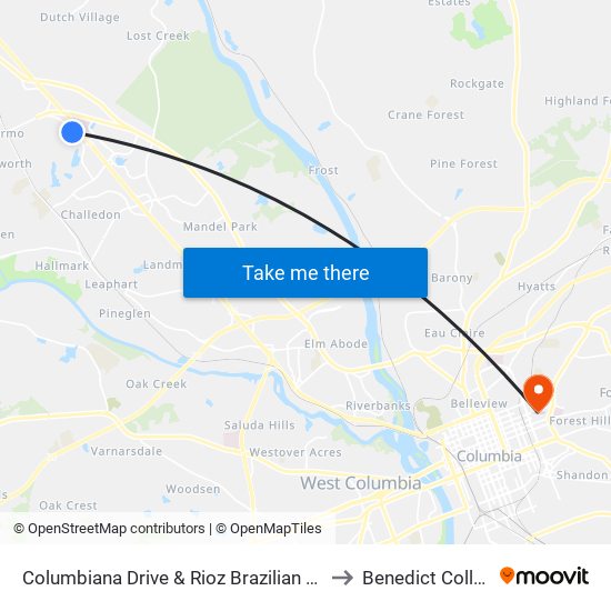 Columbiana Drive & Rioz Brazilian North to Benedict College map