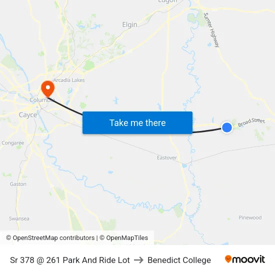 Sr 378 @ 261 Park And Ride Lot to Benedict College map