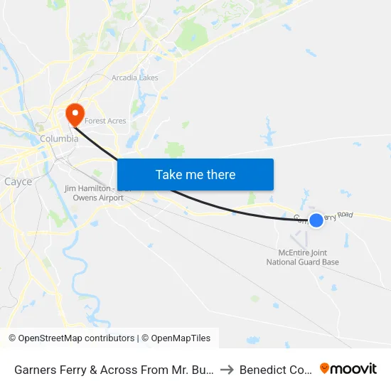 Garners Ferry & Across From Mr. Bunky Store to Benedict College map