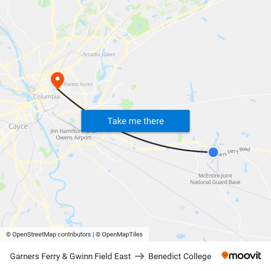 Garners Ferry & Gwinn Field East to Benedict College map