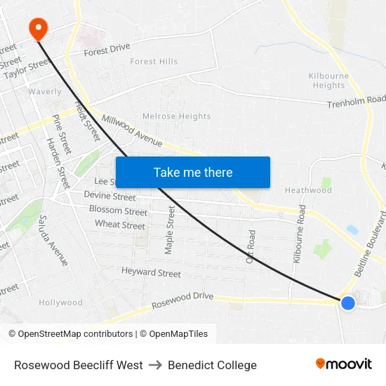 Rosewood Beecliff West to Benedict College map