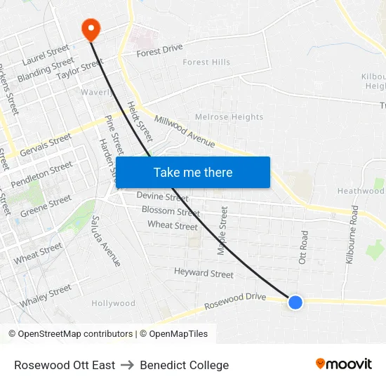 Rosewood Ott East to Benedict College map