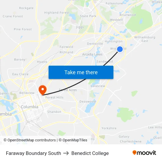 Faraway Boundary South to Benedict College map