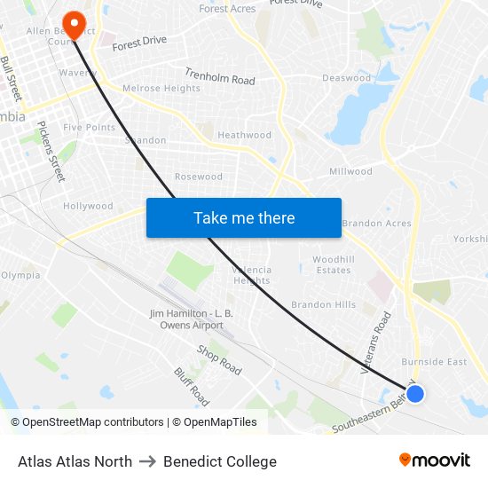 Atlas Atlas North to Benedict College map