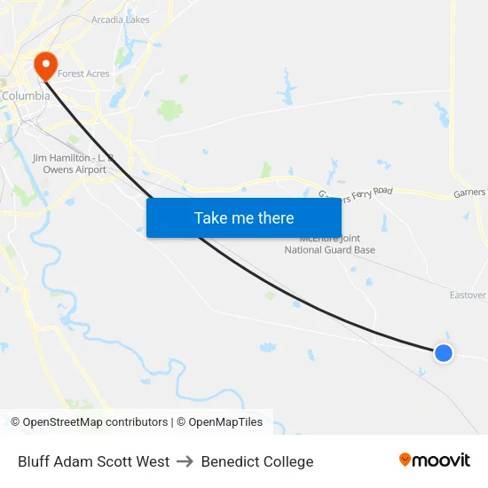 Bluff Adam Scott West to Benedict College map