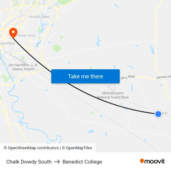 Chalk Dowdy South to Benedict College map