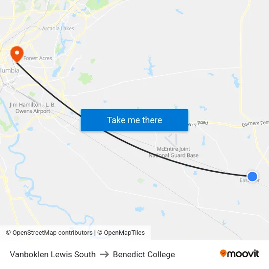 Vanboklen Lewis South to Benedict College map