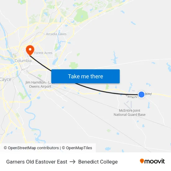 Garners Old Eastover East to Benedict College map