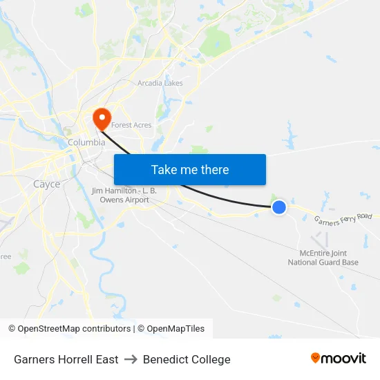 Garners Horrell East to Benedict College map