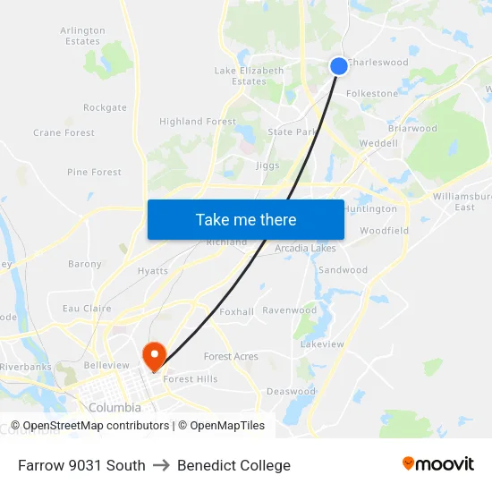 Farrow 9031 South to Benedict College map