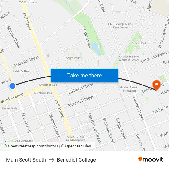 Main Scott South to Benedict College map