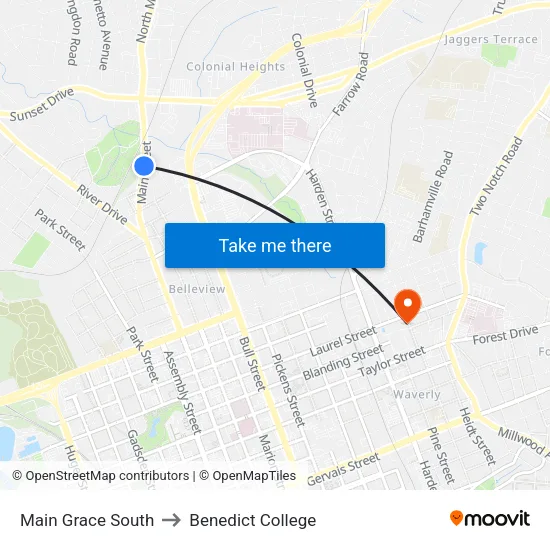 Main Grace South to Benedict College map